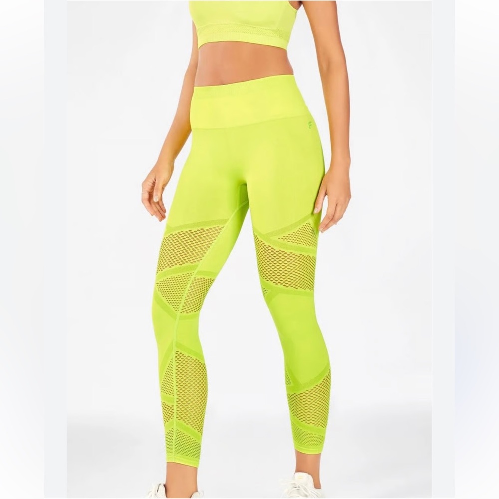 Fabletics Neon Green Mesh  Leggings